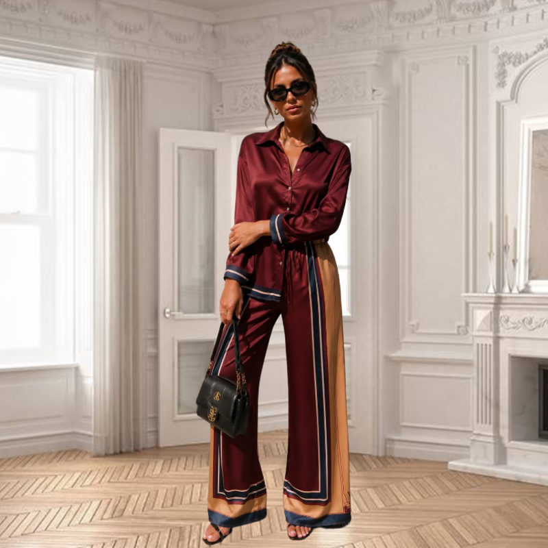 Ensemble satiné chemise & pantalon