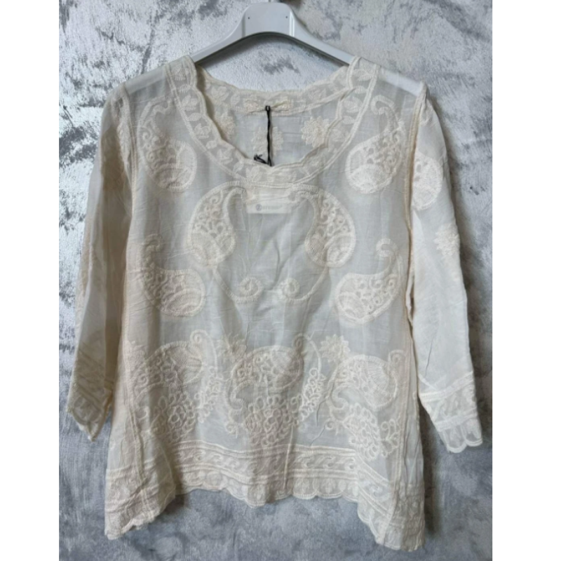 Haut en Broderie Anglaise Iris- 100% Coton