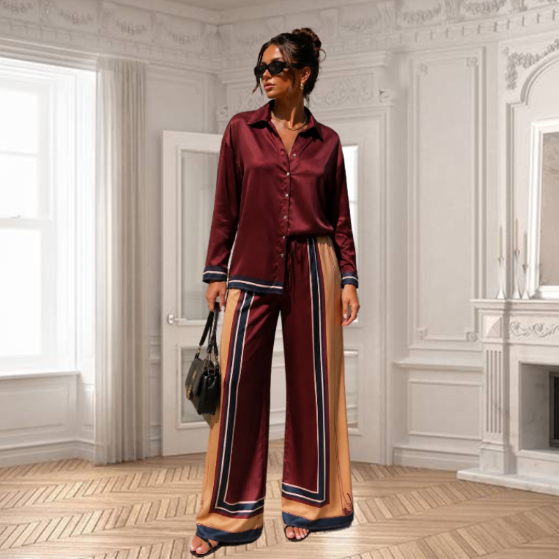 Ensemble satiné chemise & pantalon