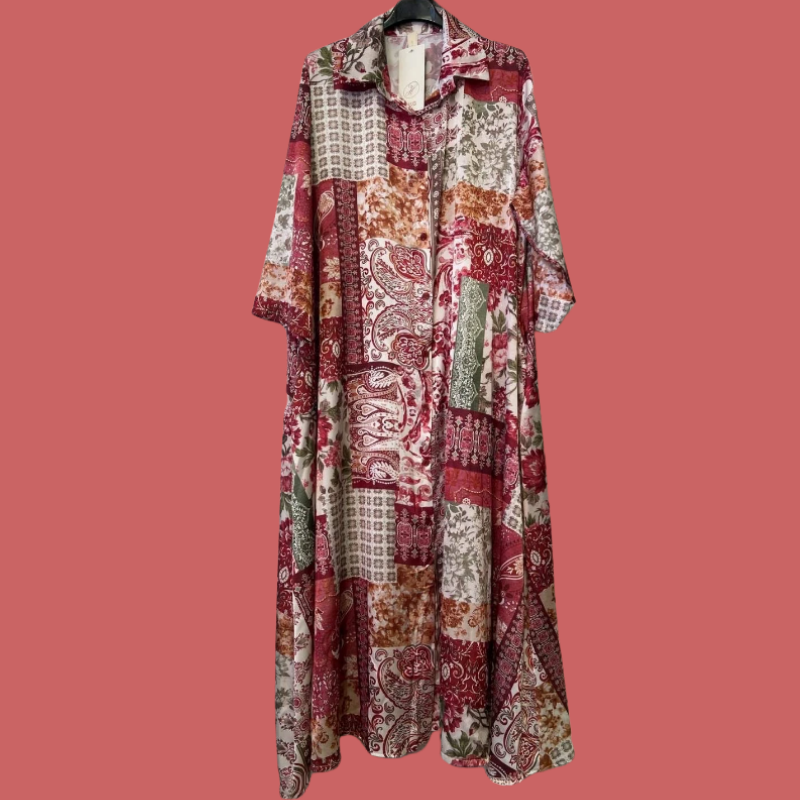 Robe Chemise Satinée Patchwork