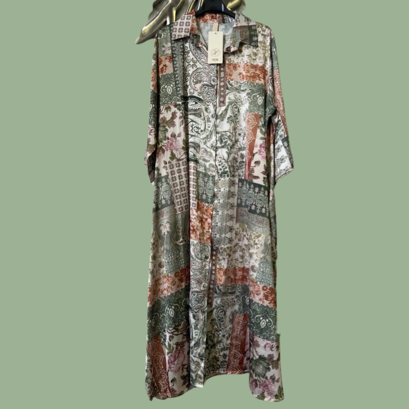 Robe Chemise Satinée Patchwork