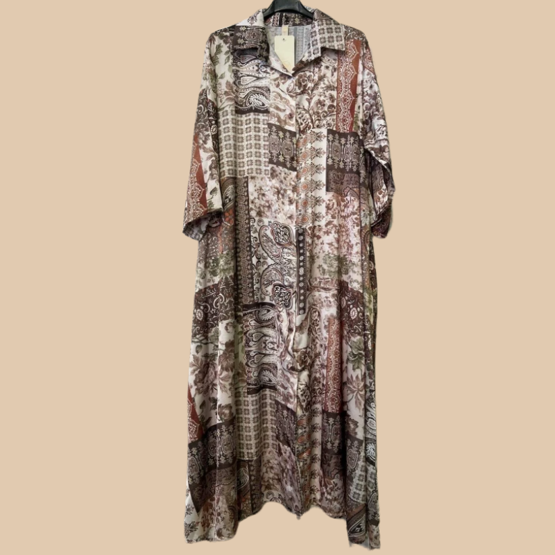 Robe Chemise Satinée Patchwork
